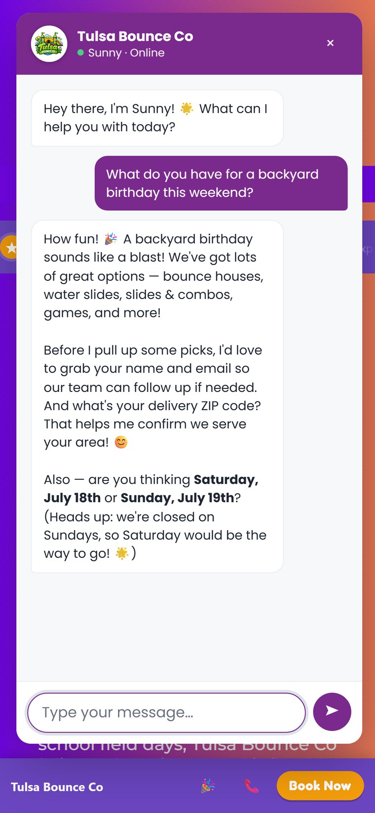 On mobile — full-screen, thumb-friendly chat